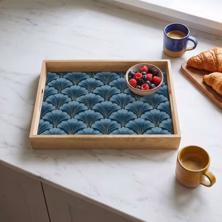 Bandeja - Motivo - Hoja de ginkgo - Azul — 3