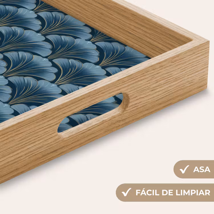 Bandeja - Motivo - Hoja de ginkgo - Azul — 8