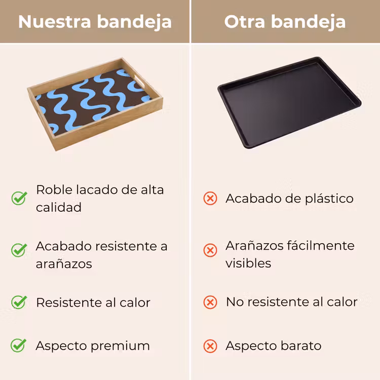 Bandeja - Líneas sinuosas - Azul - Marrón - Minimalista — 9