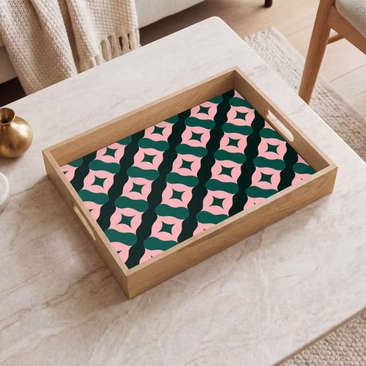 Bandeja - Verde - Rosa - Retro - Estrellas — 2