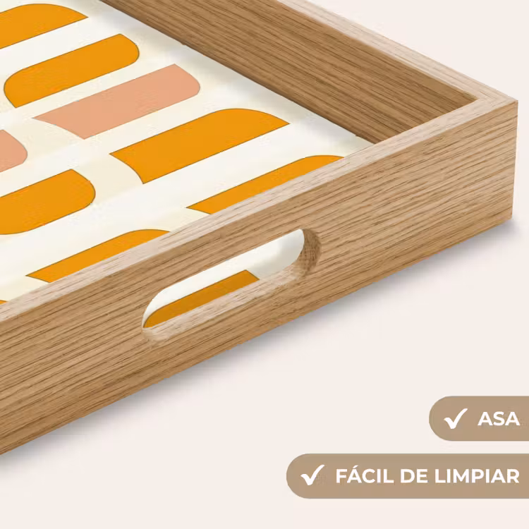 Bandeja - Geométrico - Patrón - Amarillo - Rosa — 8