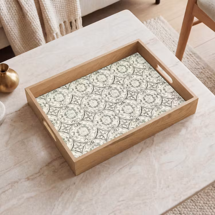 Bandeja - Adorno rizado - Azulejo - Verde — 2