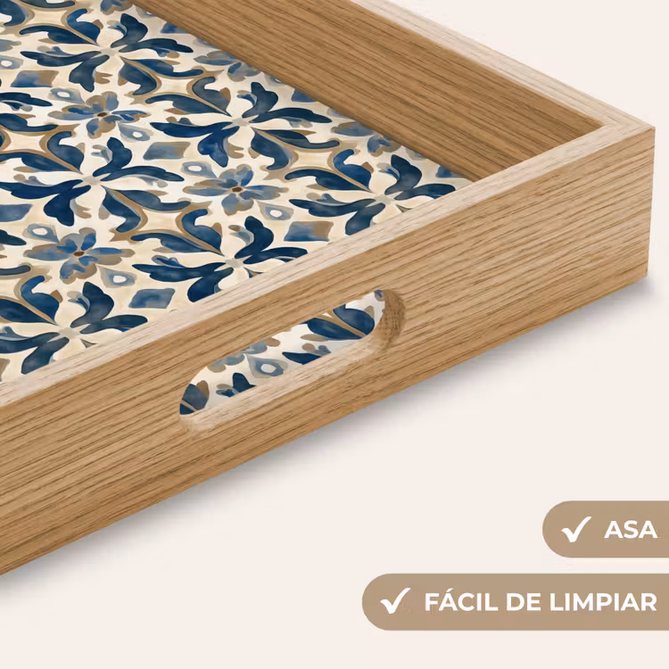 Bandeja - Azulejos - Estampado - Azul - Beige — 8