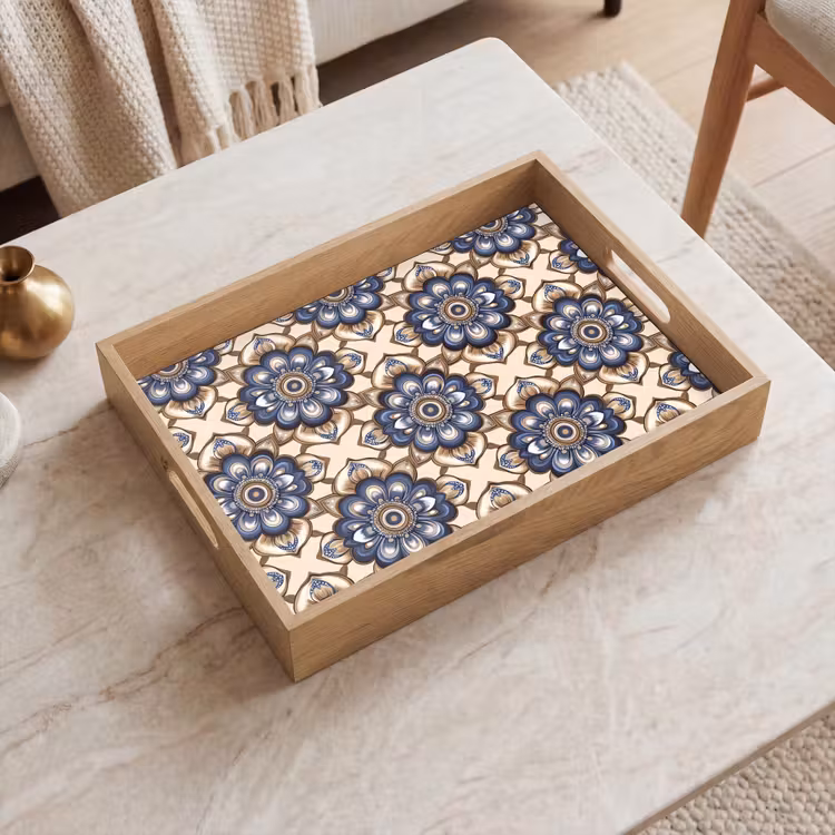 Bandeja - Floral - Adorno - Azul — 2