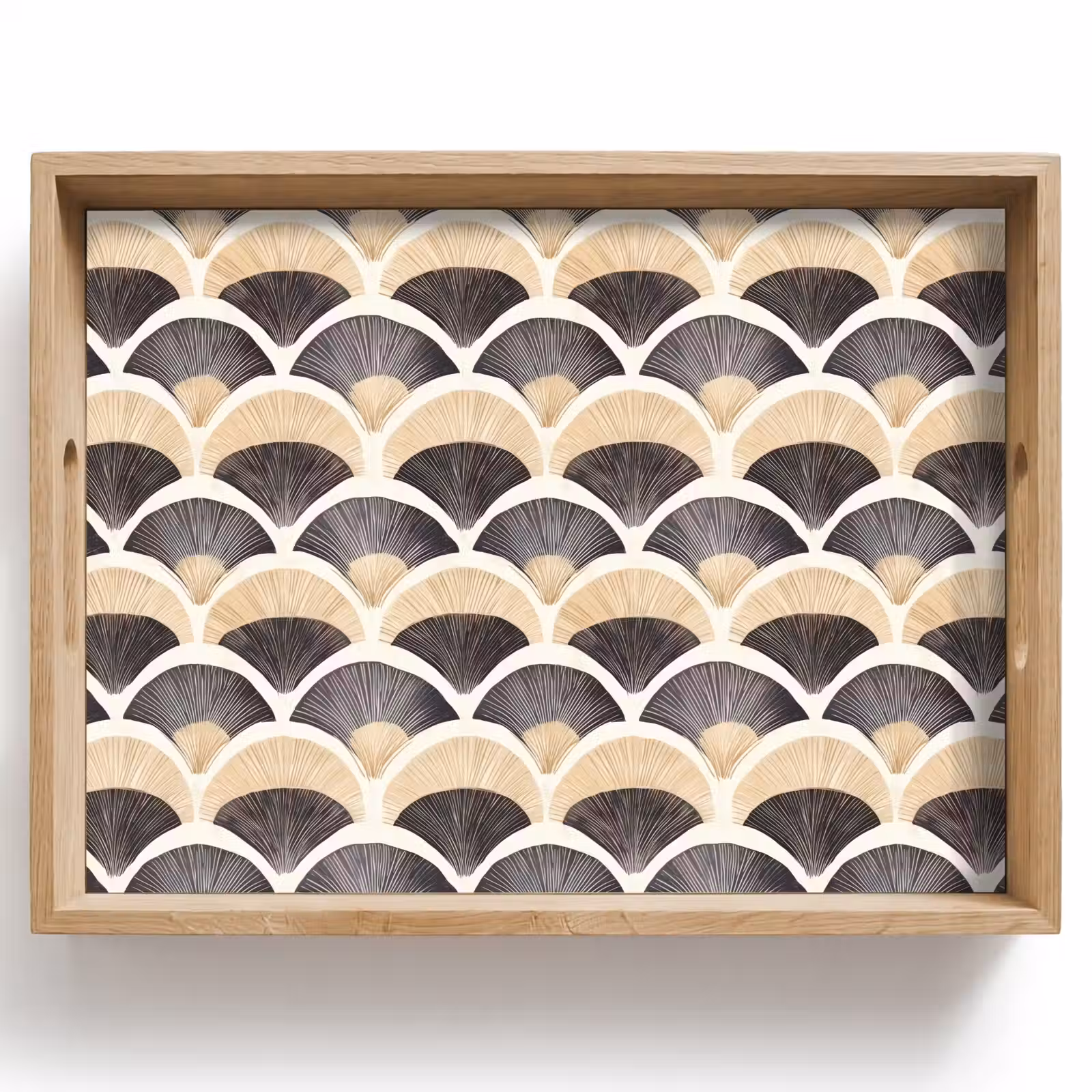 Bandeja - Abanico - Patrón - Negro - Beige — 1