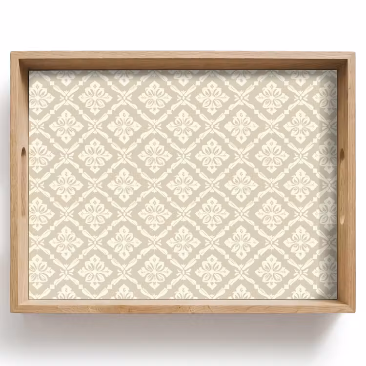 Bandeja - Floral - Adorno - Beige — 1