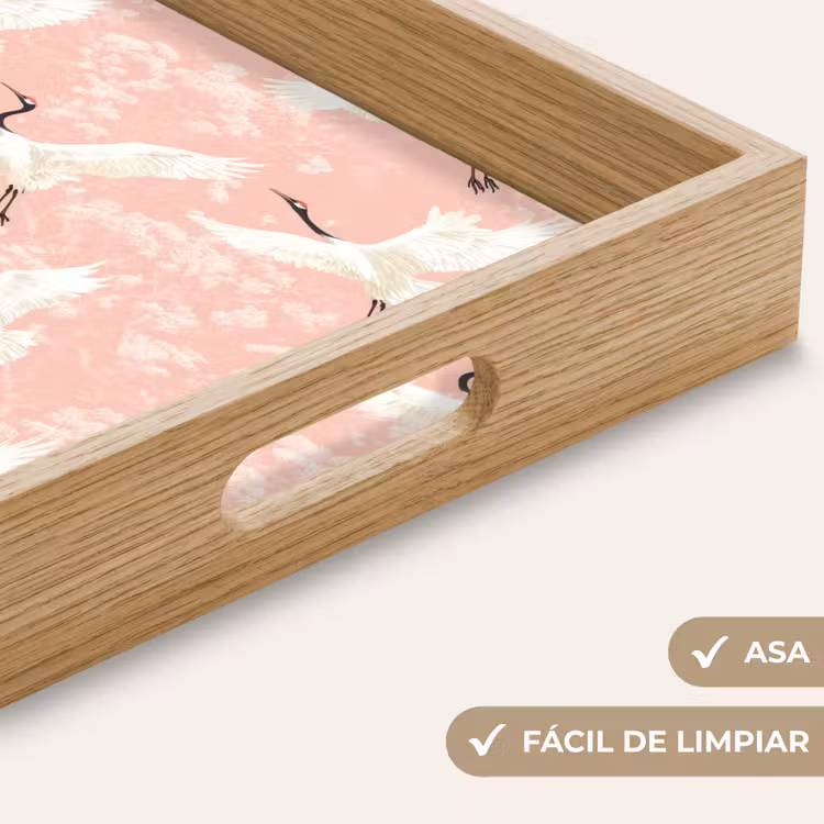 Bandeja - Grulla - Flor - Rosa — 8