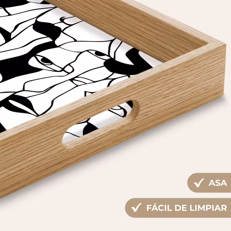 Bandeja - Líneas - Caras - Negro - Blanco — 8