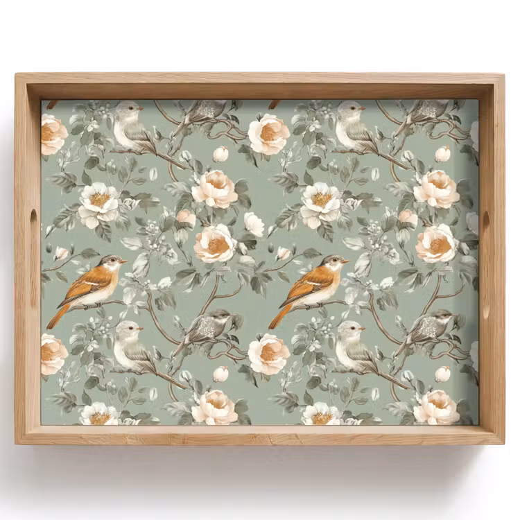 Bandeja - Rosa - Pájaros - Colorido — 1