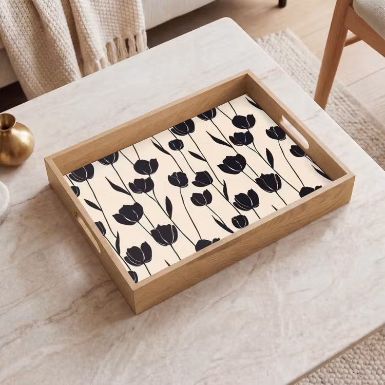 Bandeja - Tulipanes - Patrón - Negro — 2