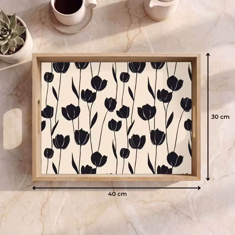 Bandeja - Tulipanes - Patrón - Negro — 7