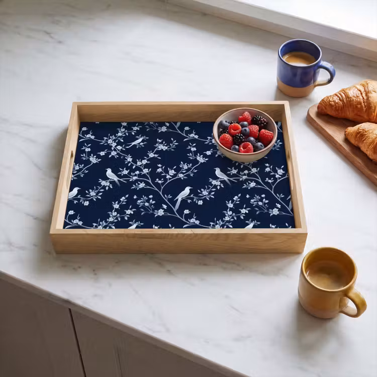 Bandeja - Gráfico - Rama en flor - Azul — 3