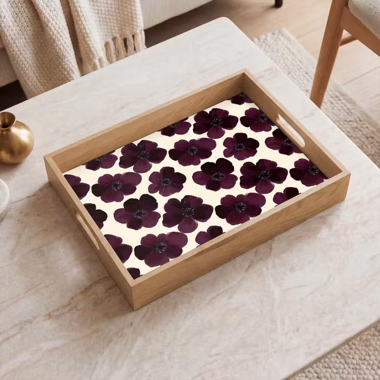 Bandeja - Flores - Acuarela - Morado — 2