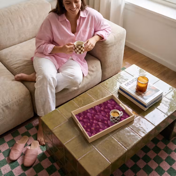 Bandeja - Hojas - Patrón - Borgoña — 4