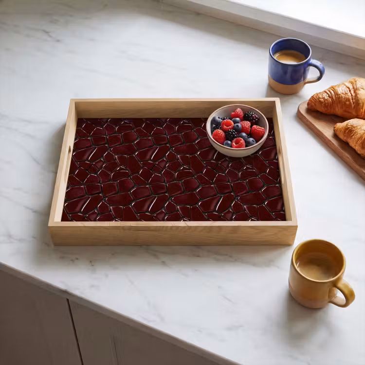 Bandeja - Mosaico - Azulejo - Rojo burdeos — 3