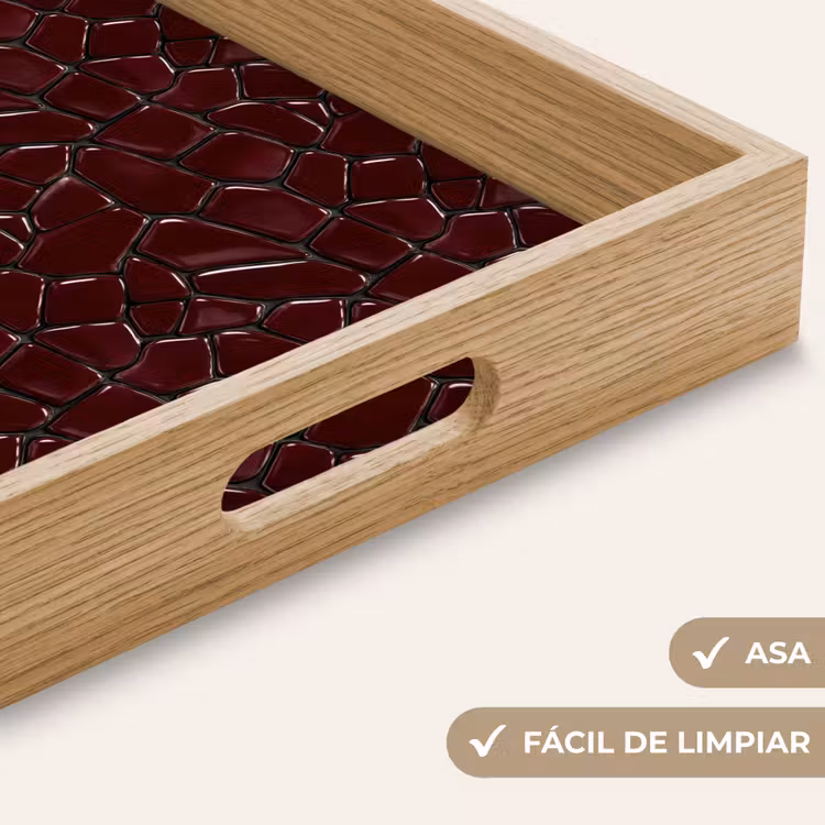 Bandeja - Mosaico - Azulejo - Rojo burdeos — 8