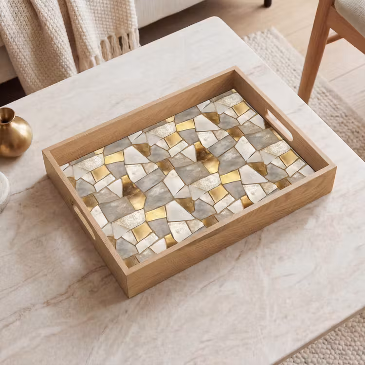 Bandeja - Mosaico - Mármol - Oro — 2