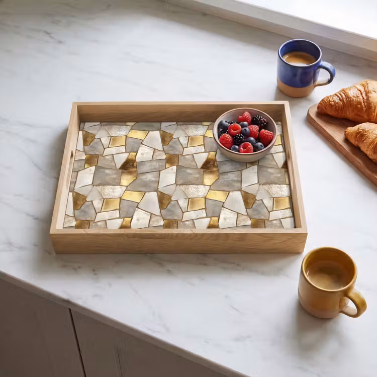 Bandeja - Mosaico - Mármol - Oro — 3