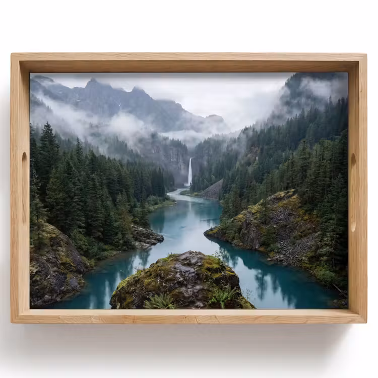Bandeja - Cascada - Árboles - Montañas — 1