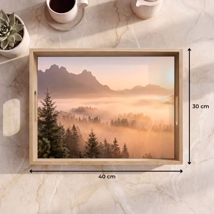 Bandeja - Luz solar - Niebla - Montañas - Árboles — 7
