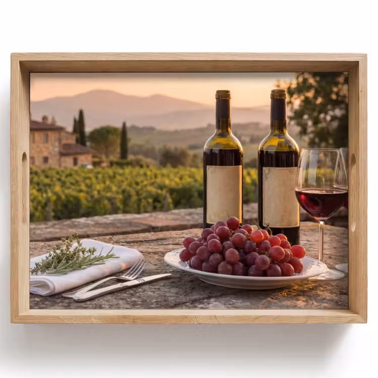 Bandeja - Vino - Copas - Uvas - Viñedo — 1