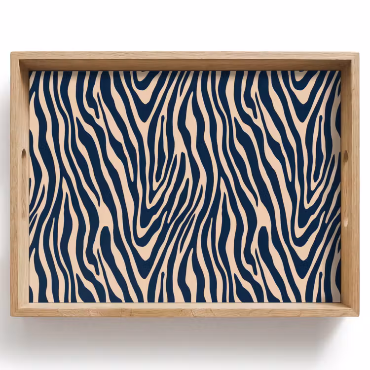 Bandeja - Cebra - Estampado - Azul - Beige — 1