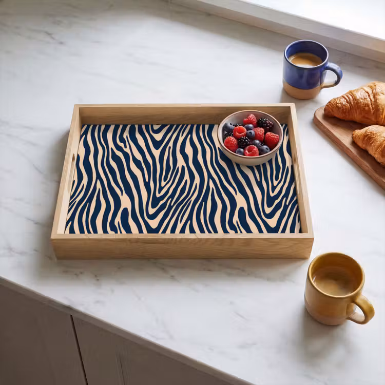 Bandeja - Cebra - Estampado - Azul - Beige — 3