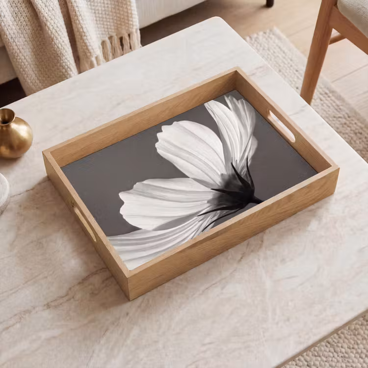 Bandeja - Flor - Minimalista - Negro - Blanco — 2