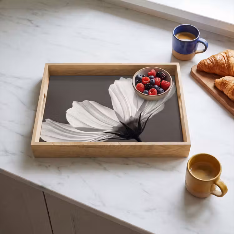 Bandeja - Flor - Minimalista - Negro - Blanco — 3