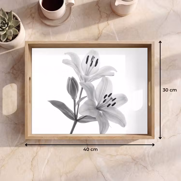 Bandeja - Lirios - Elegante - Negro - Blanco — 7