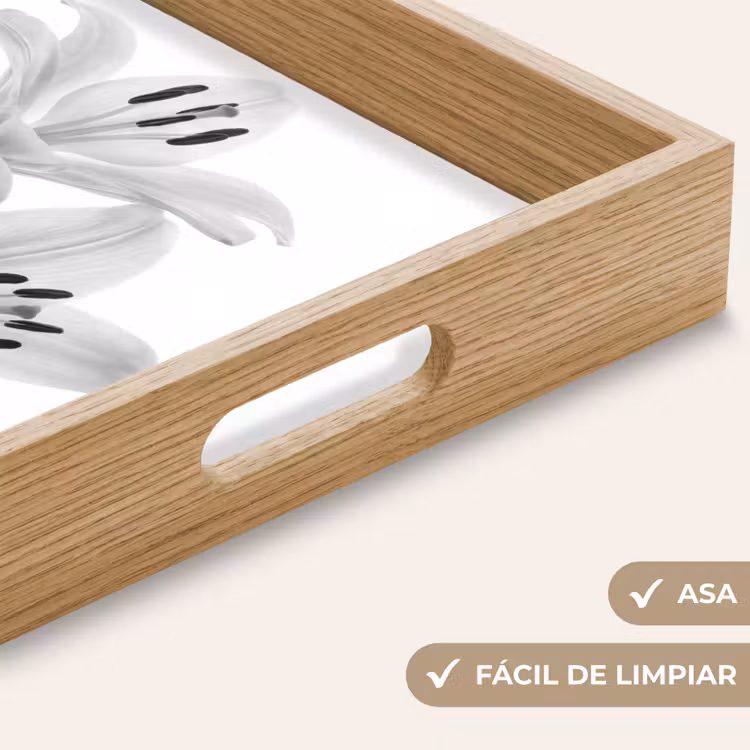 Bandeja - Lirios - Elegante - Negro - Blanco — 8
