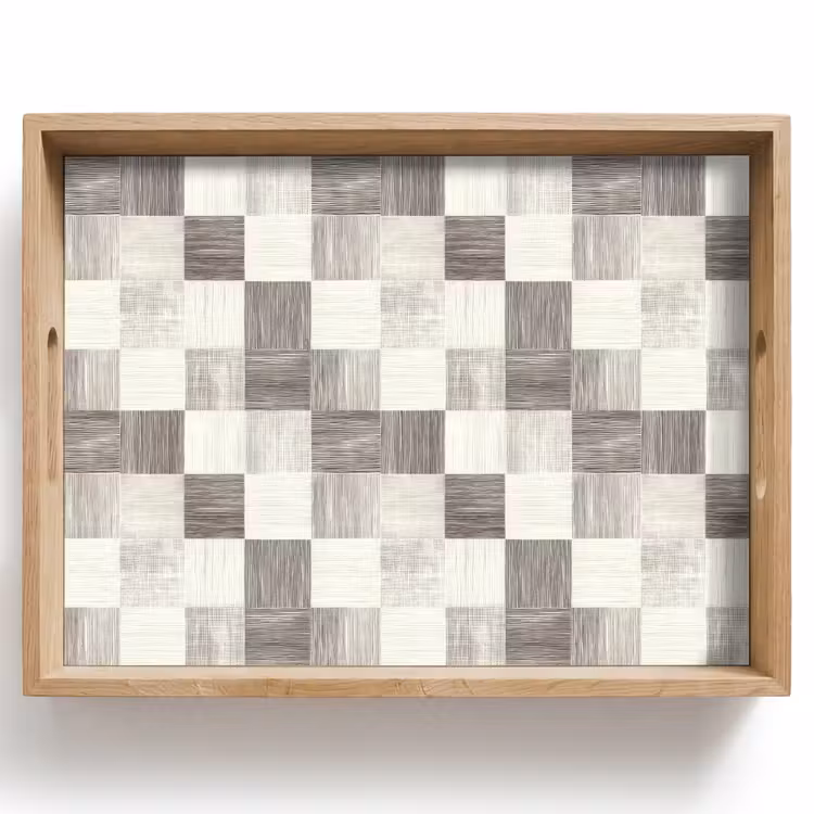 Bandeja - Patrón - Tablero de ajedrez - Grano de madera — 1