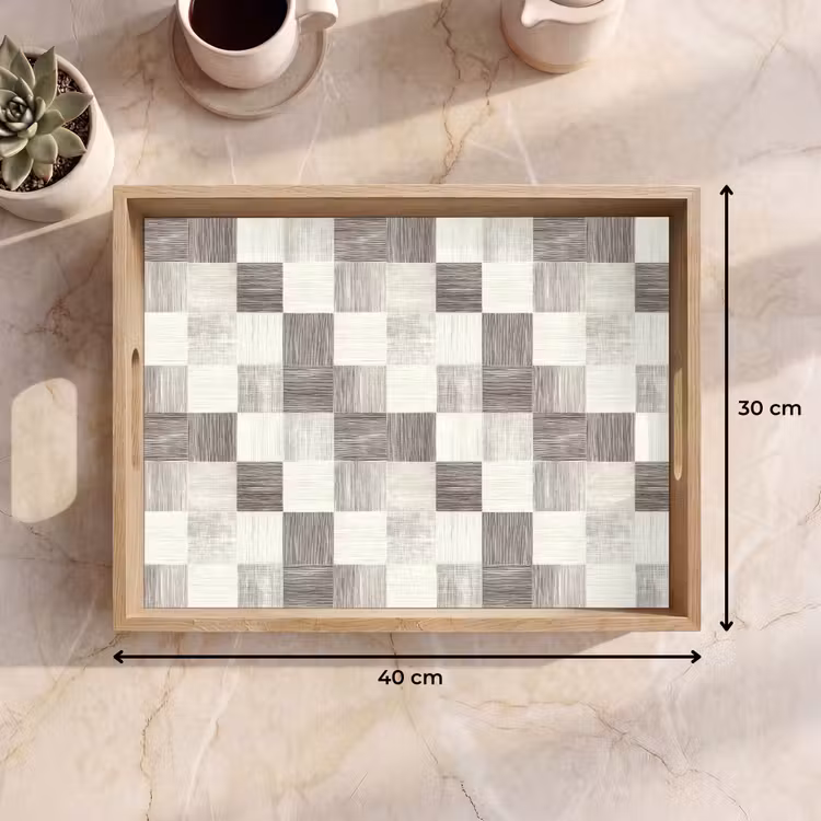 Bandeja - Patrón - Tablero de ajedrez - Grano de madera — 7