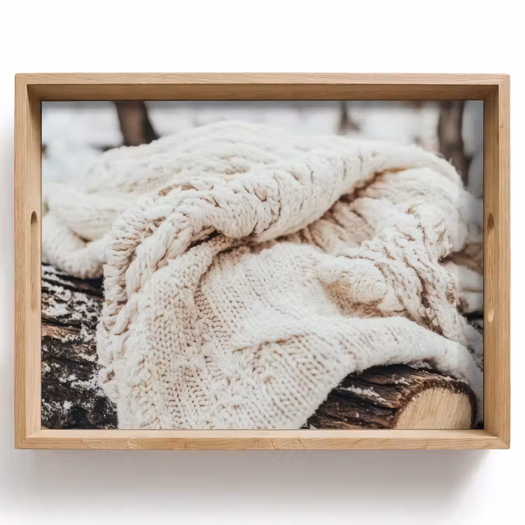 Bandeja - Manta - Blanco - Tocón de árbol - Invierno - Nieve — 1
