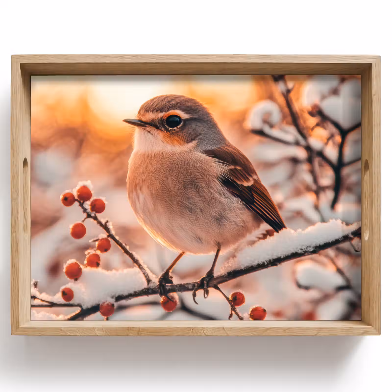 Bandeja - Pájaro - Rama - Invierno - Animales - Nieve — 1