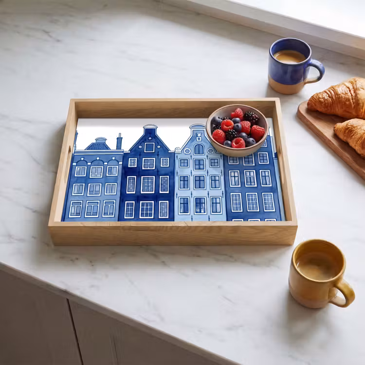 Bandeja - Acuarela - Casas del canal - Delftware — 3