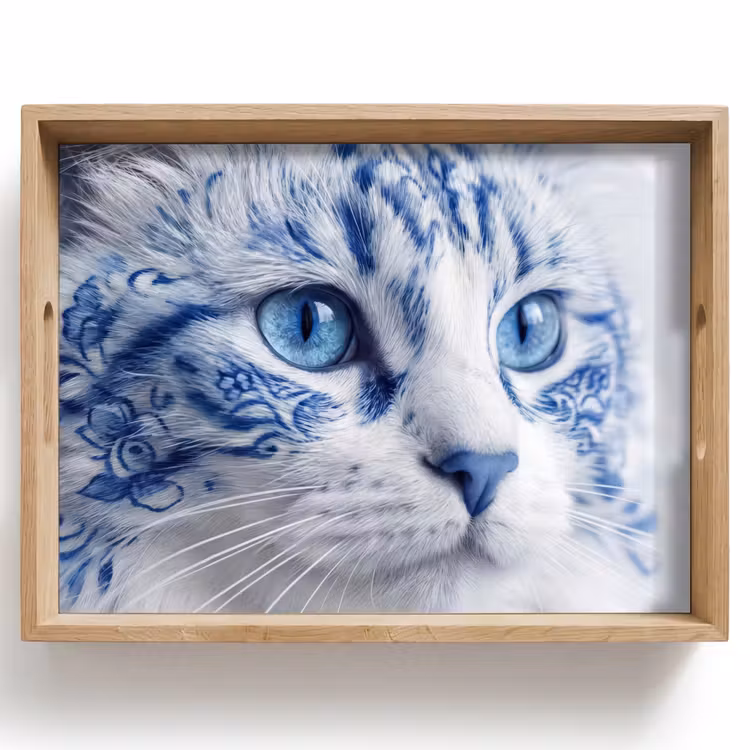 Bandeja - Gato - Patrón - Azul — 1
