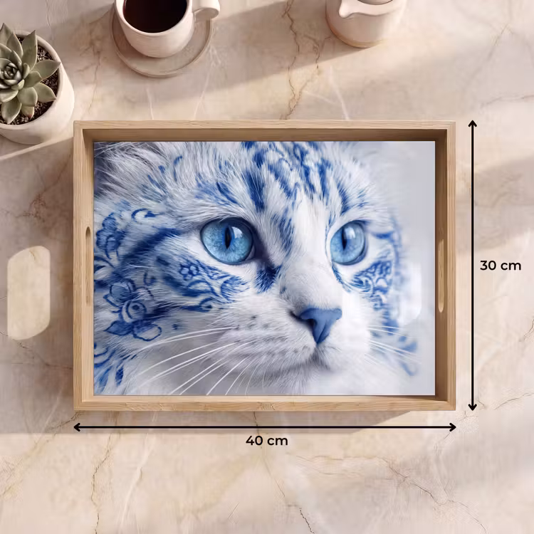 Bandeja - Gato - Patrón - Azul — 7