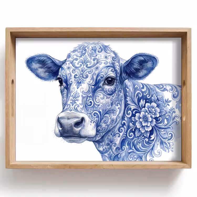 Bandeja - Ilustración - Vaca - Azul — 1