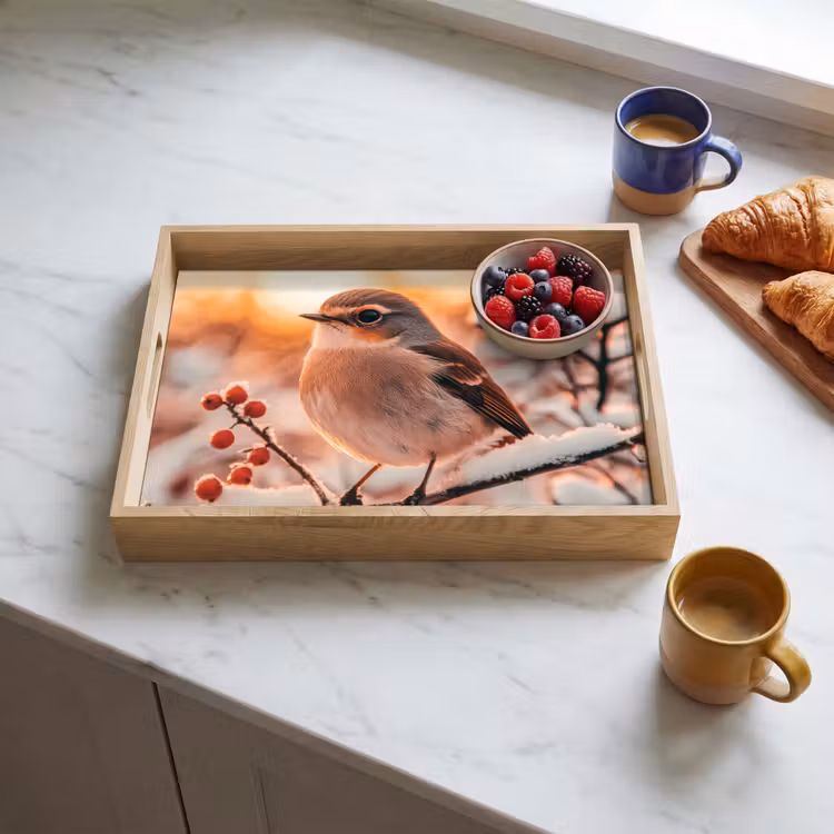 Bandeja - Pájaro - Rama - Invierno - Animales - Nieve — 3
