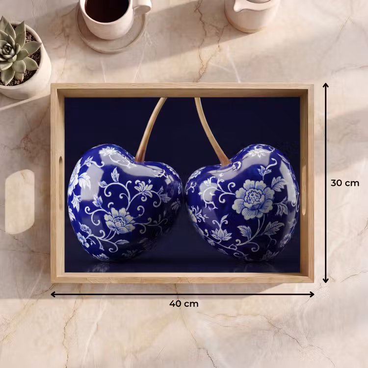 Bandeja - Porcelana - Cereza - Delft - Azul — 7