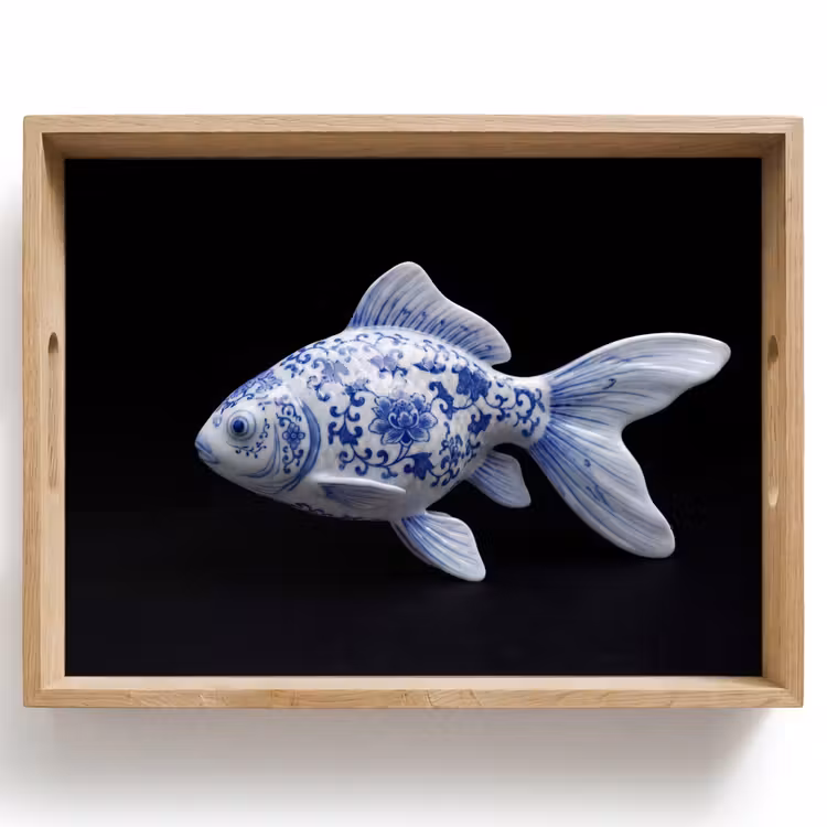 Bandeja - Porcelana - Peces dorados - Delftware — 1