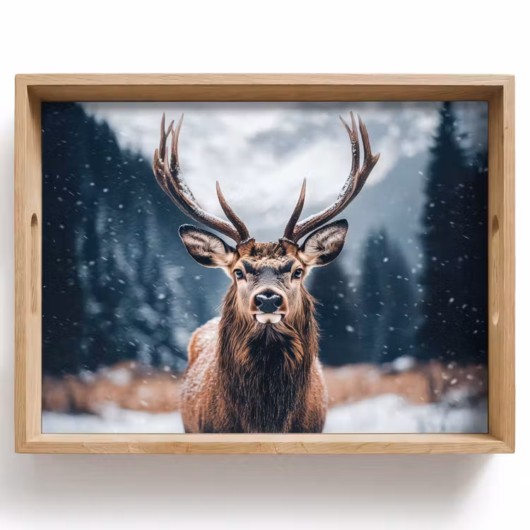 Bandeja - Ciervos - Animales - Paisaje - Invierno - Nieve — 1