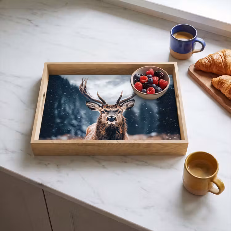 Bandeja - Ciervos - Animales - Paisaje - Invierno - Nieve — 3