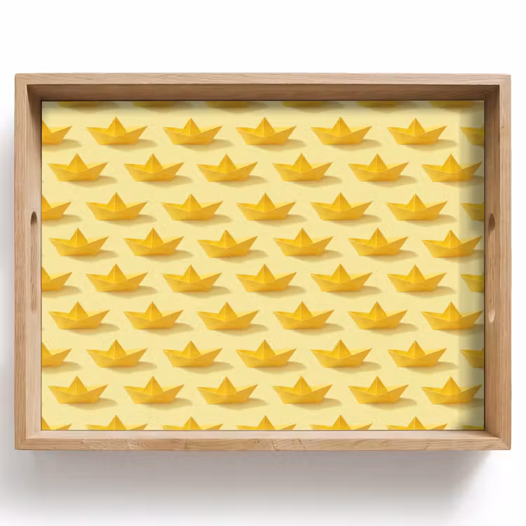 Bandeja - Barquitos - Origami - Manualidades - Amarillo — 1