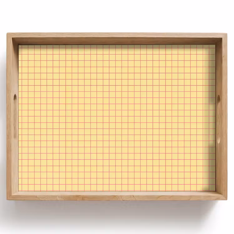 Bandeja - Cuadrados - Cuadrícula - Minimalista - Amarillo - Rosa — 1