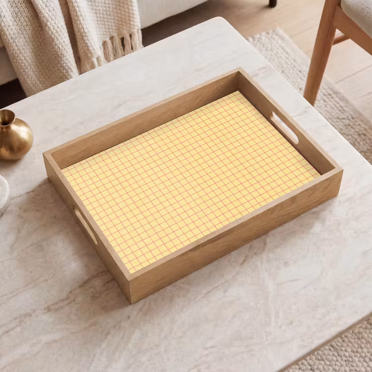 Bandeja - Cuadrados - Cuadrícula - Minimalista - Amarillo - Rosa — 2