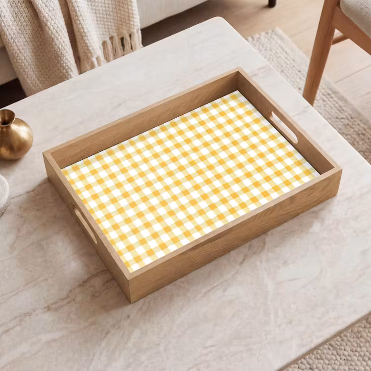 Bandeja - Cuadros - Gingham - Clásico - Amarillo y blanco — 2