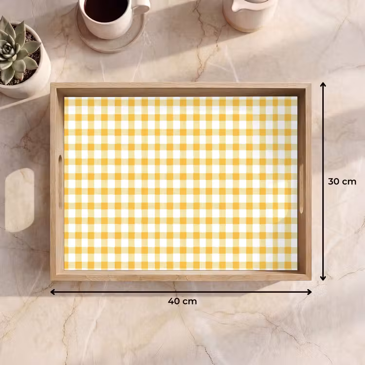 Bandeja - Cuadros - Gingham - Clásico - Amarillo y blanco — 7