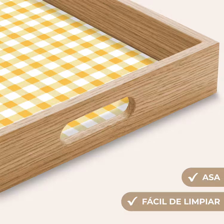 Bandeja - Cuadros - Gingham - Clásico - Amarillo y blanco — 8
